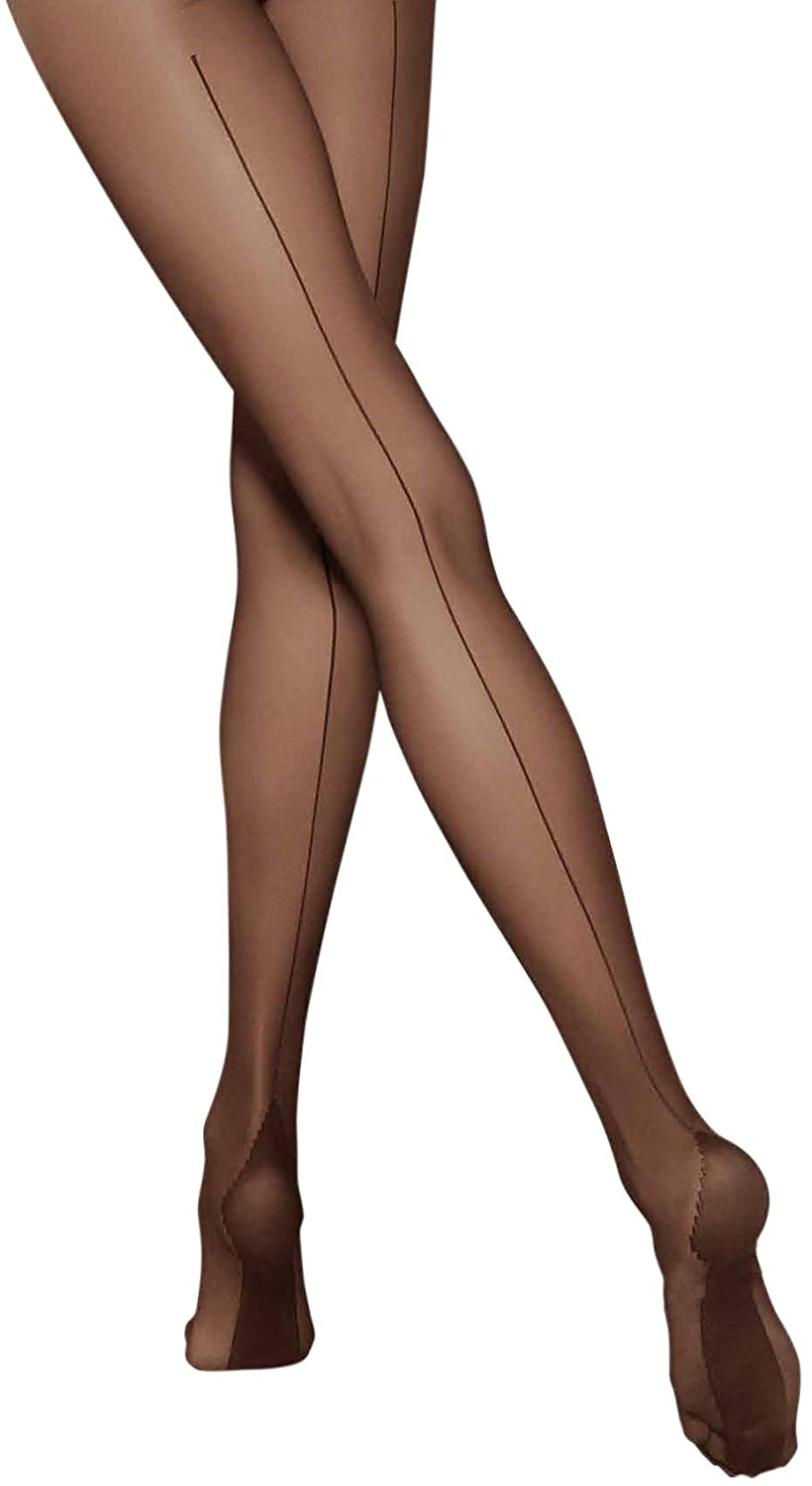 Women's SHEER TIGHTS PANTYHOSE WITH BACK SEAM and CUBAN HEEL, CHIARA  CLASSIC by