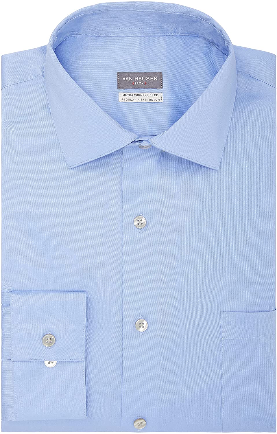 Van Heusen Men's Dress Shirt Regular Fit Ultra Wrinkle Free Flex Collar  Stretch