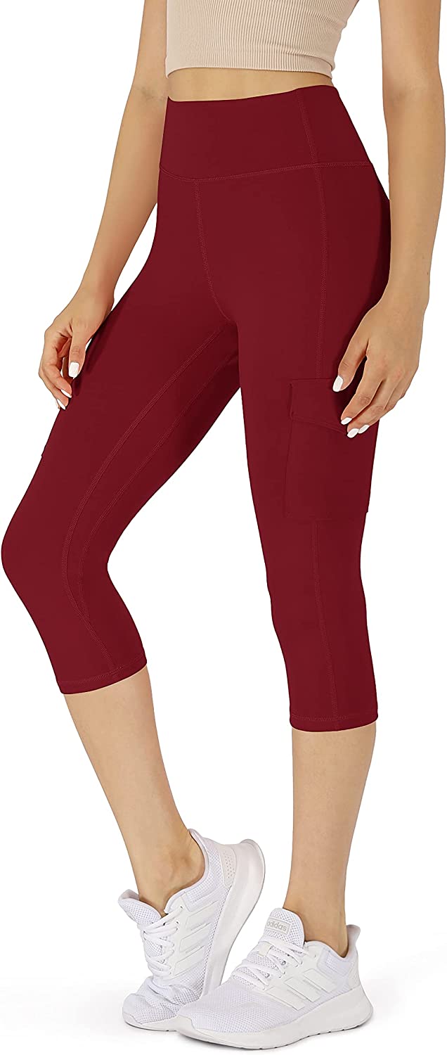 ODODOS Women's High-Waist Yoga Capris with Pockets, Tummy Control and 4-Way  Stretch for Workout Running