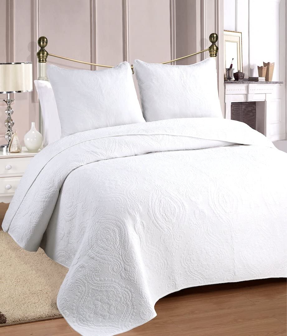 Details about   Cozy Line Home Fashions Victorian Medallion Solid Ivory Matelasse Embossed 100% 
