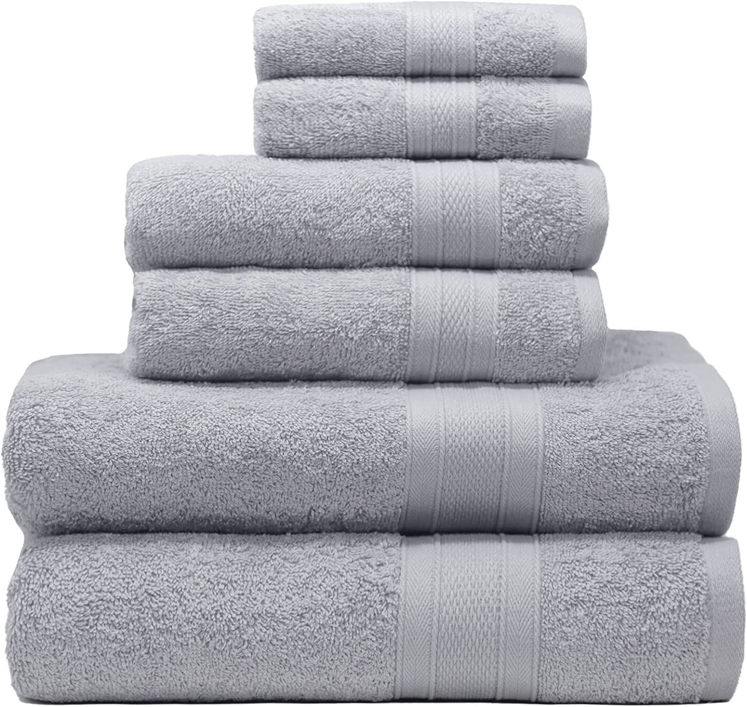 Trident 6 Piece Bath Towels Set 100 Cotton 2 Bath Towel, 2 Hand Towel, 2  Wash Cloth Soft And Plush Luxury Bathroom Towel Quick D