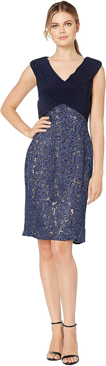 Alex Evenings Women s Short Shift Knee Length V Neck Dress Petite