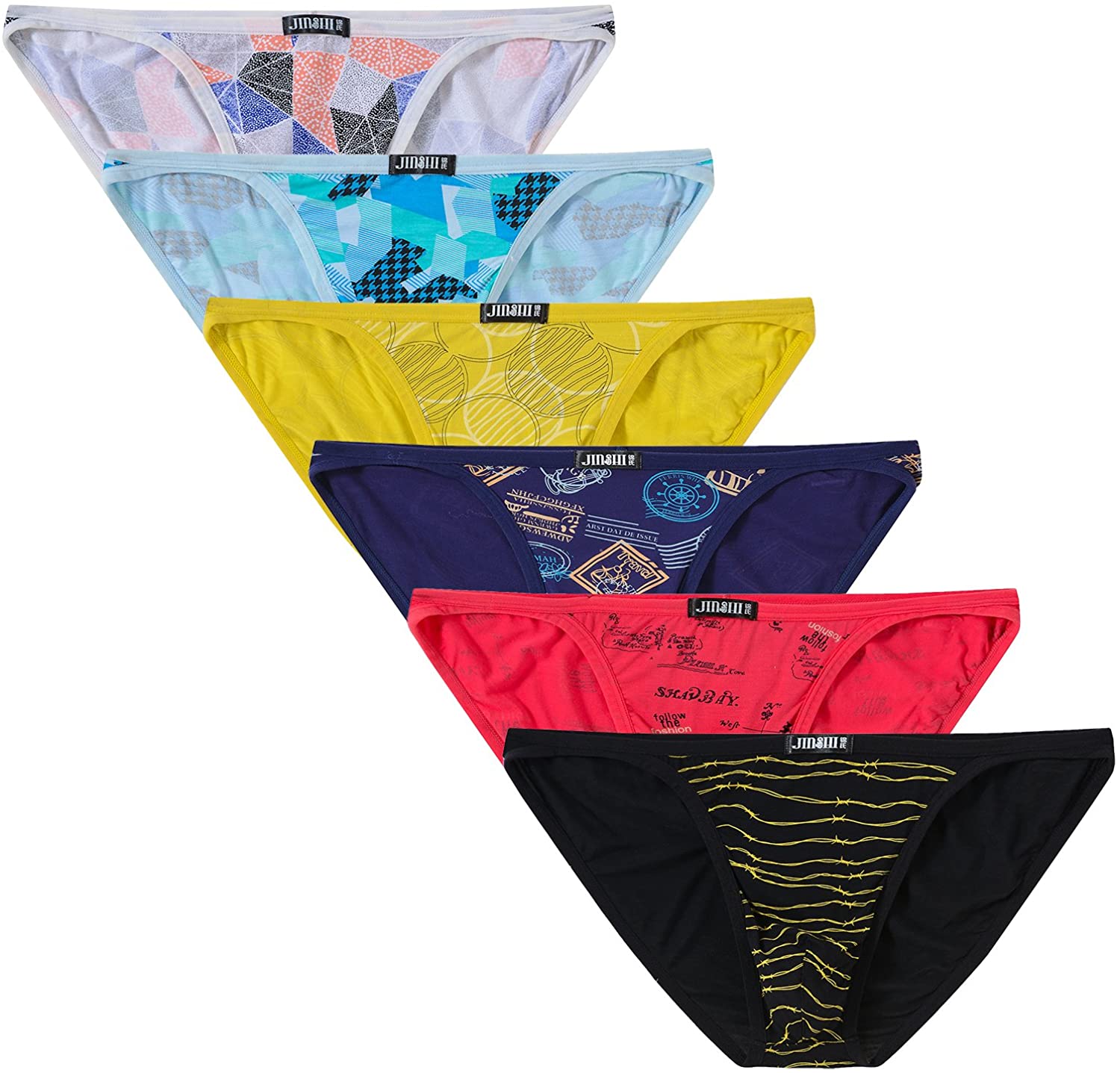 JINSHI Men Briefs Low Rise String Bikini Underwear L(27-30)/US size S,  6-pack, Large : : Clothing, Shoes & Accessories