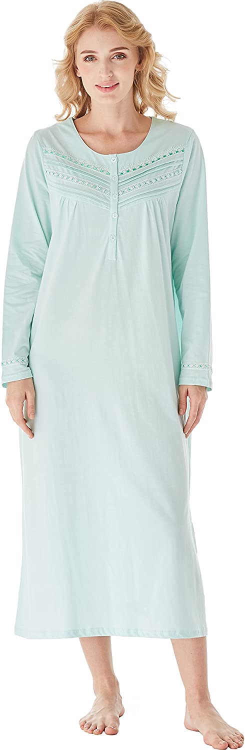 Keyocean Nightgowns for Women, Soft 100% Cotton Knit Nightgowns