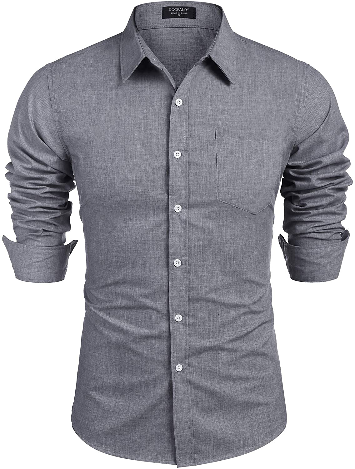 COOFANDY Men's Casual Linen Button Down Shirt Business Chambray Dress ...
