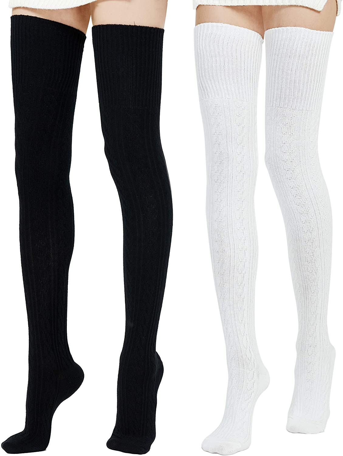 Extra Long Thigh High Socks Over The Knee OTK Womens School Girl White Cotton