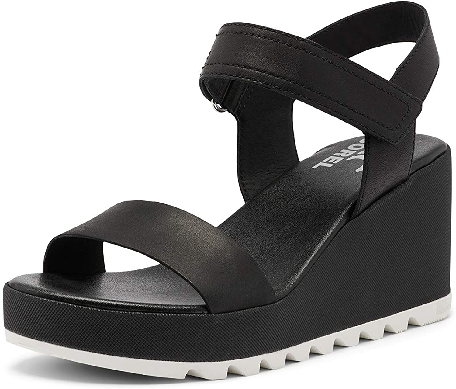 black sorel wedge sandals