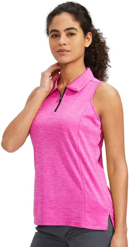 Viodia Women's Sleeveless Golf Shirt with Zip Up Tennis Quick Dry