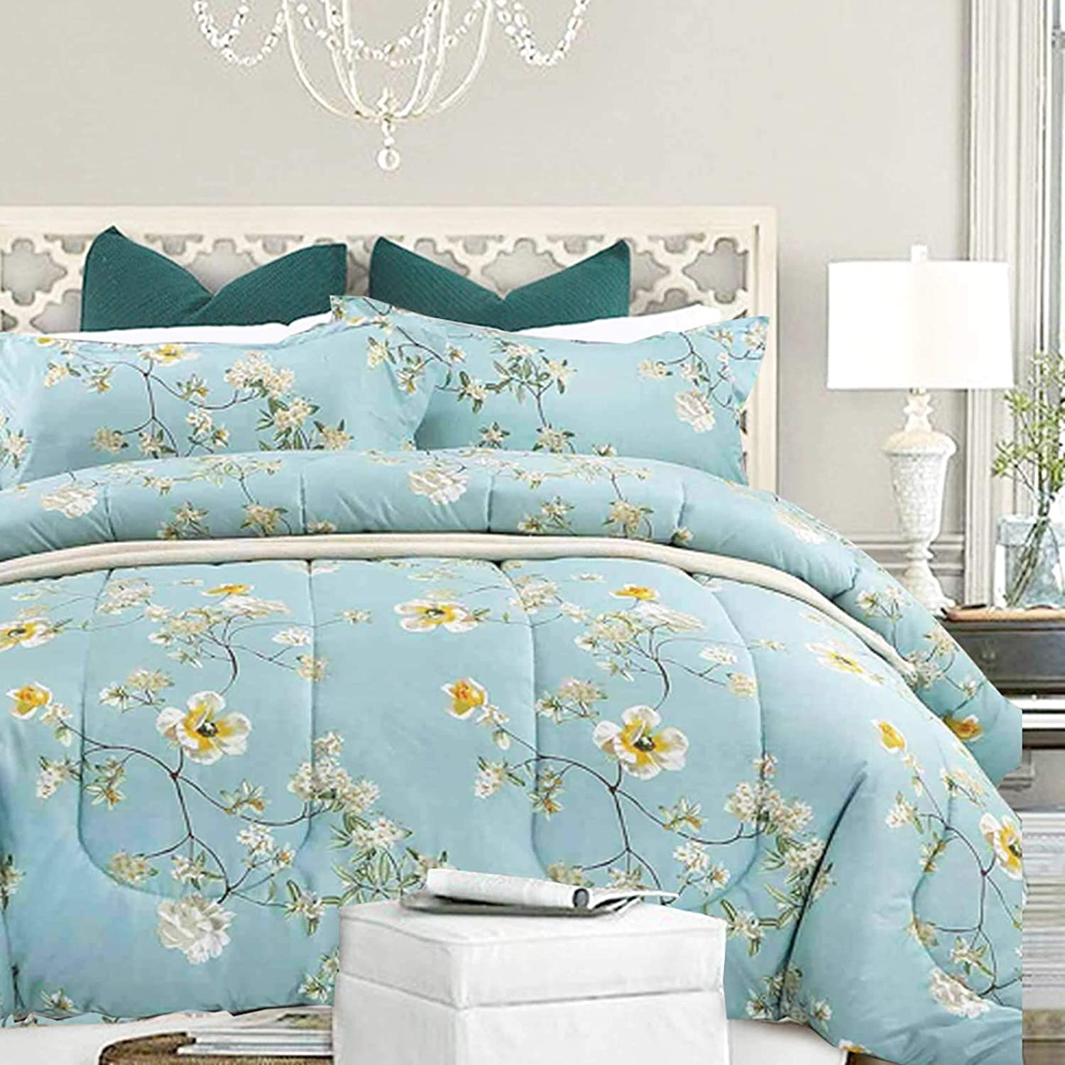 Nanko Comforter Set Queen Size,Teal 88 x 90 inch Reversible Down  Alternative Com | eBay
