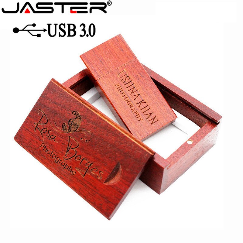 JASTER USB 3.0 Wooden usb+wood BOX usb flash drive pendrive 4GB 8GB 16GB 32GB 64GB wedding Photography gift free custom logo-3