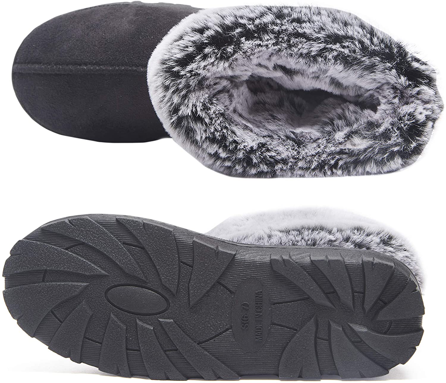 Jessica Simpson Women's and Girls Microsuede Super Soft Bootie Slippers with Indoor Outdoor Sole Mommy & Me Set Options 