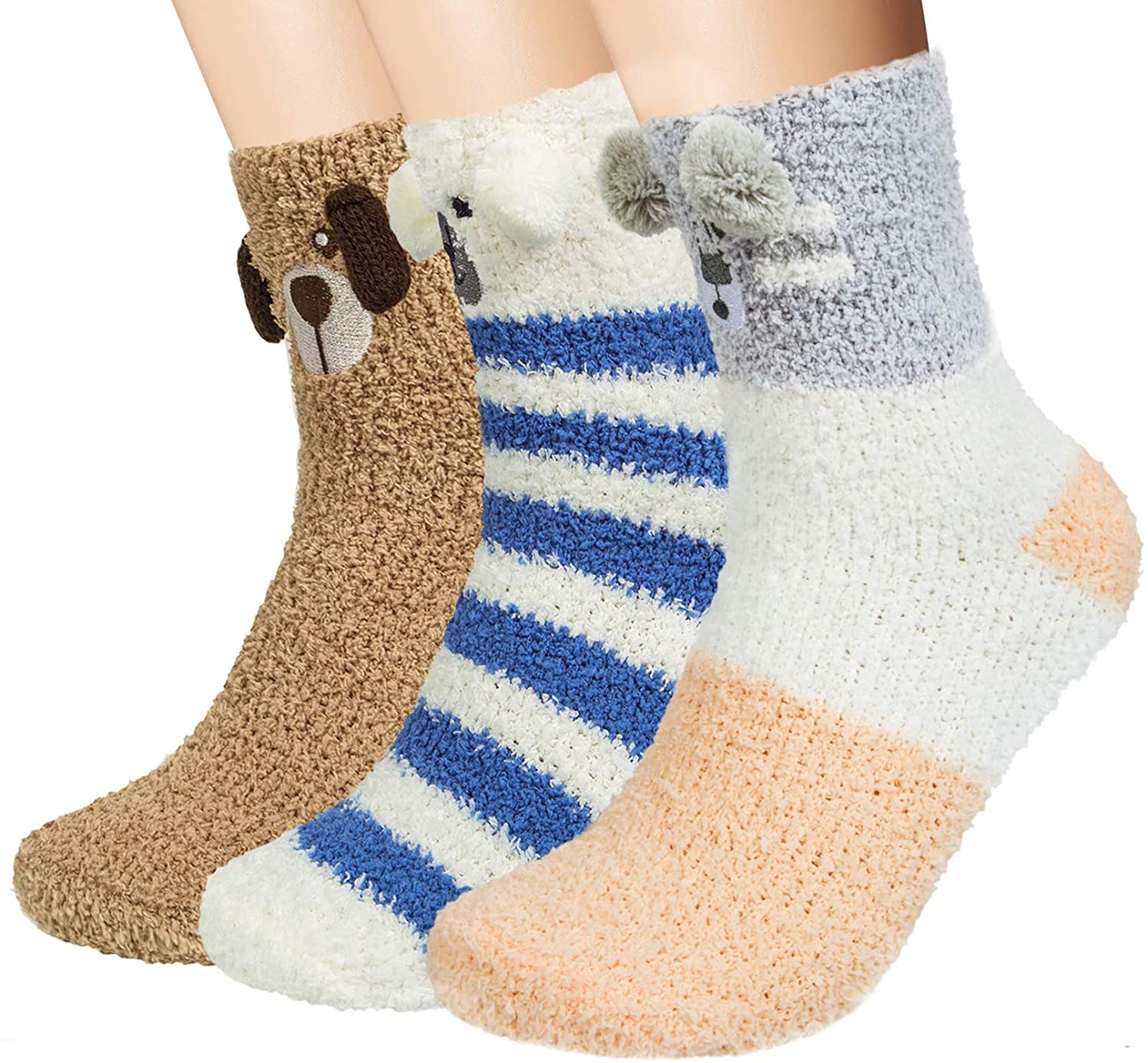 Xuzirui 5 Pairs Women Warm Fuzzy Fluffy Socks Super Soft Cozy Home Slipper Socks