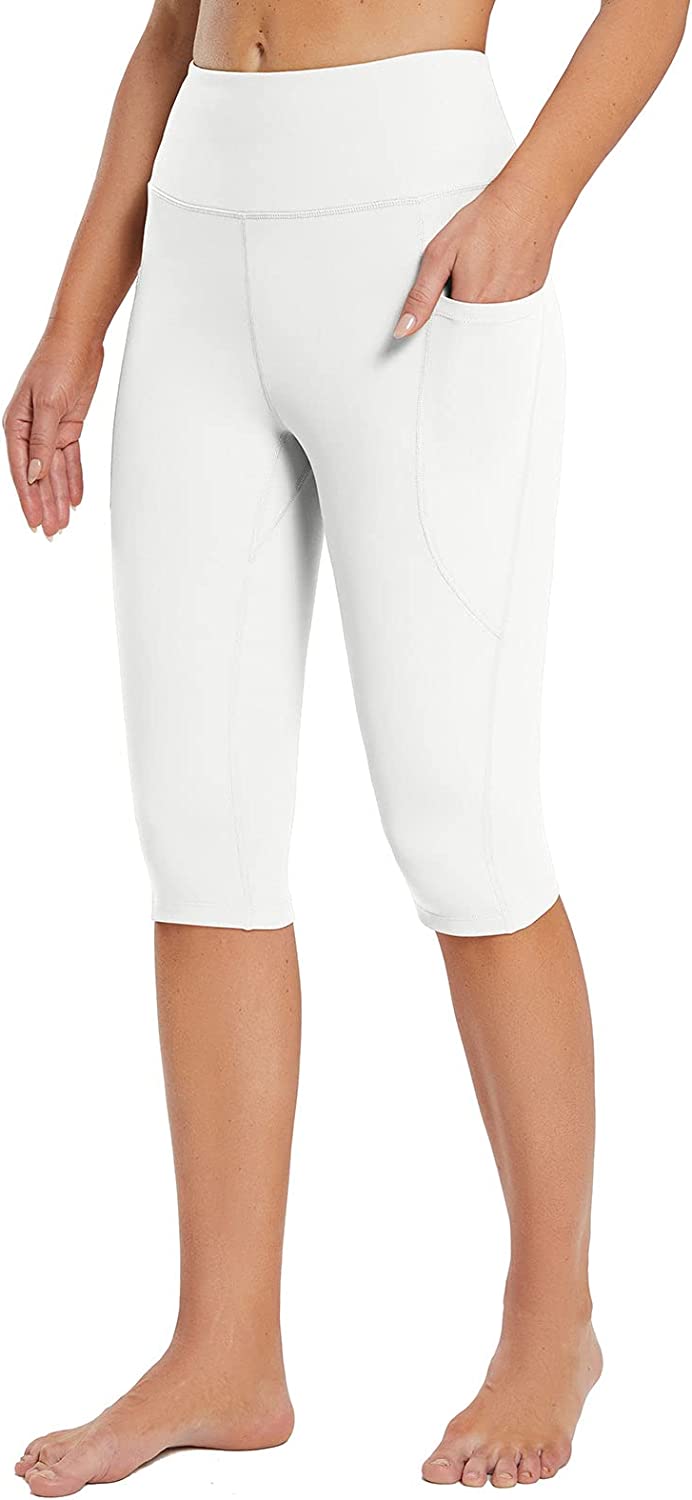 Buy BALEAF Women's Knee Length Leggings with Pockets Cotton Capris Pedal  Pushers Capri Yoga Pants 17, Black, XS at