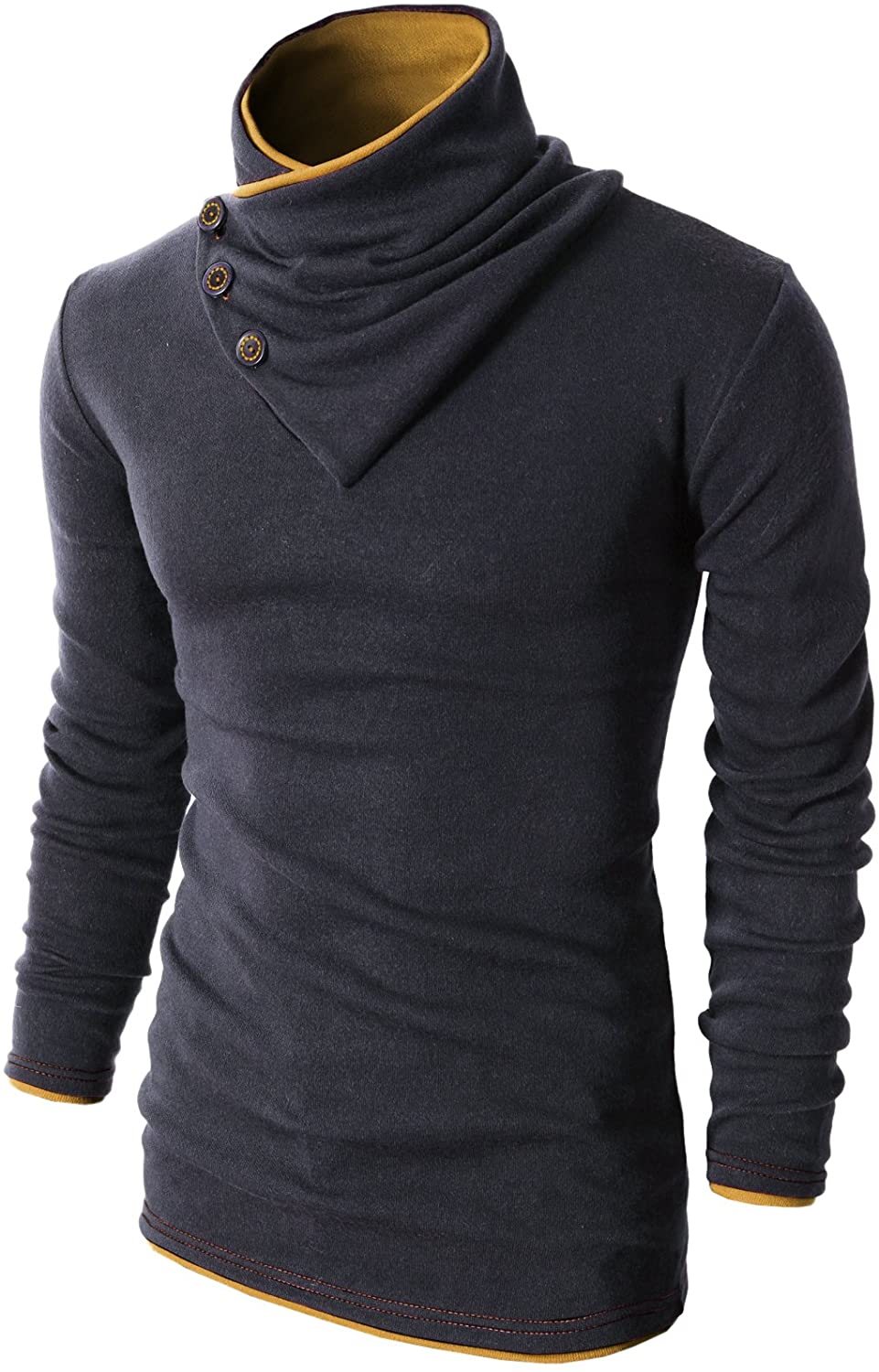 HTOOHTOOH Mens Long-Sleeved Casual Mock Neck Jumper Knitwear Pullover Sweaters 