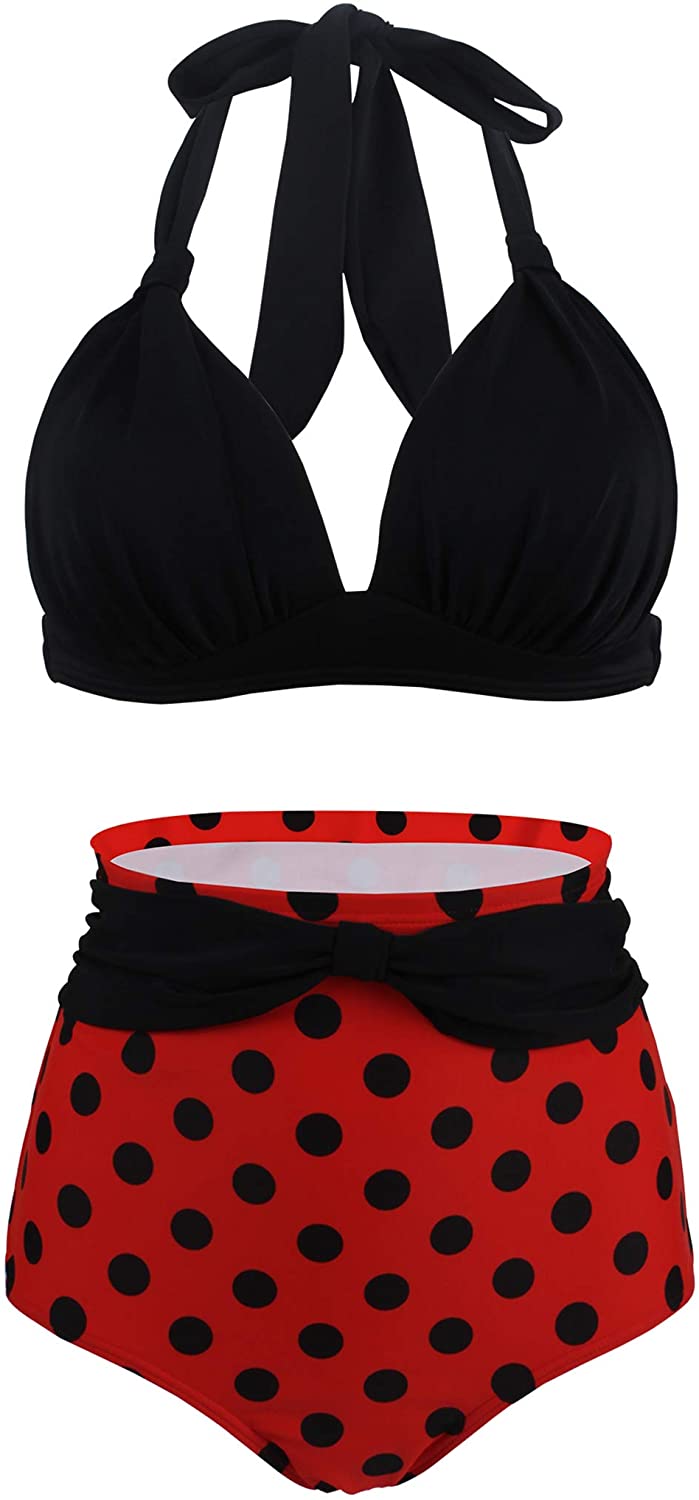 Women Plus Size Print Bow Tankini Bikini Swimwear Swimsuit Push-Up Bathing Suit ℘Shusuen℘ 