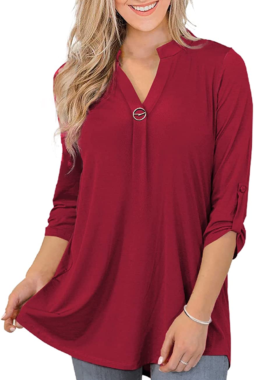 Long Sleeve Shirts Dressy Plus Size Tops for Women Tunic Tops to