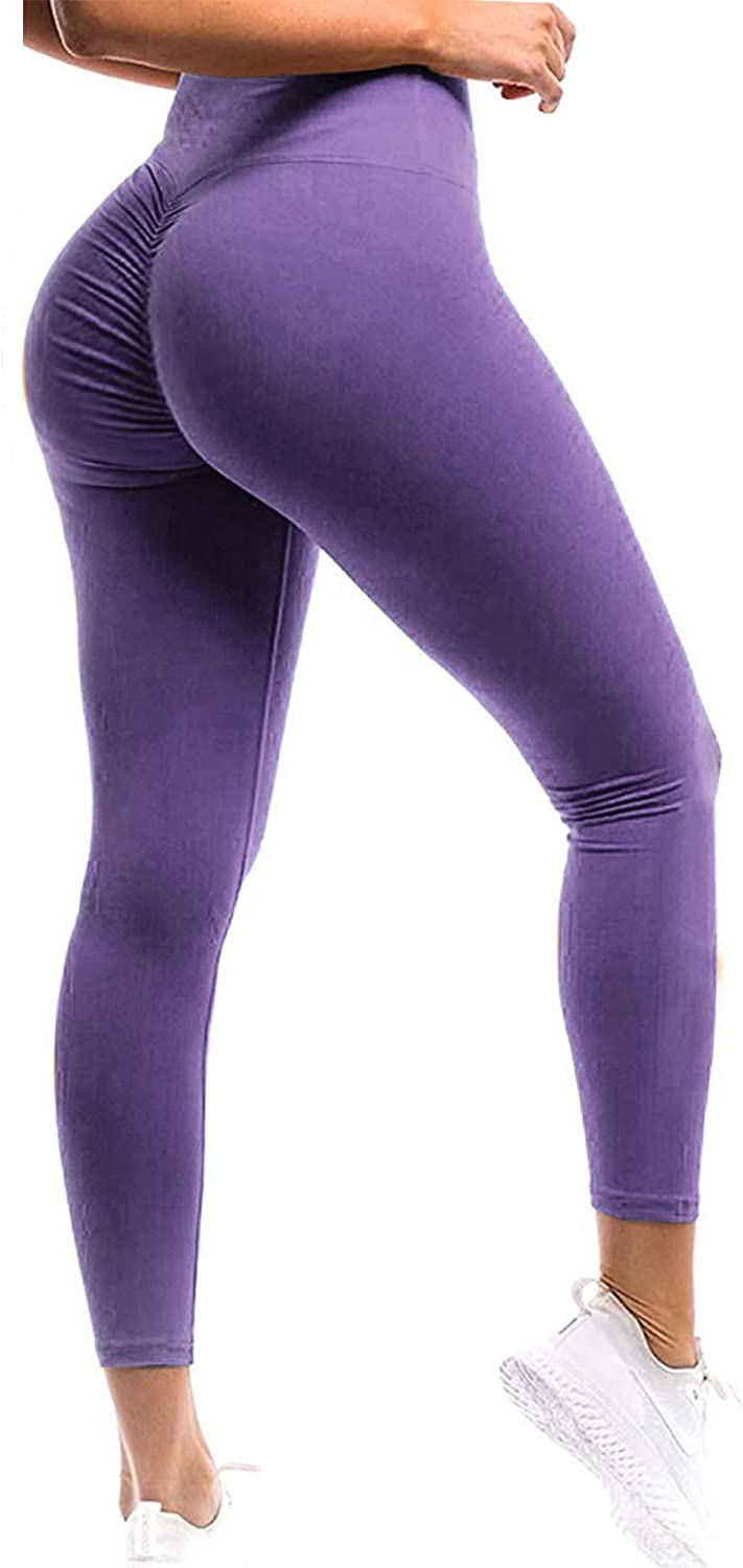 SEASUM Women Scrunch Butt Leggings High Waisted Ruched Yoga Pants Workout  Butt L