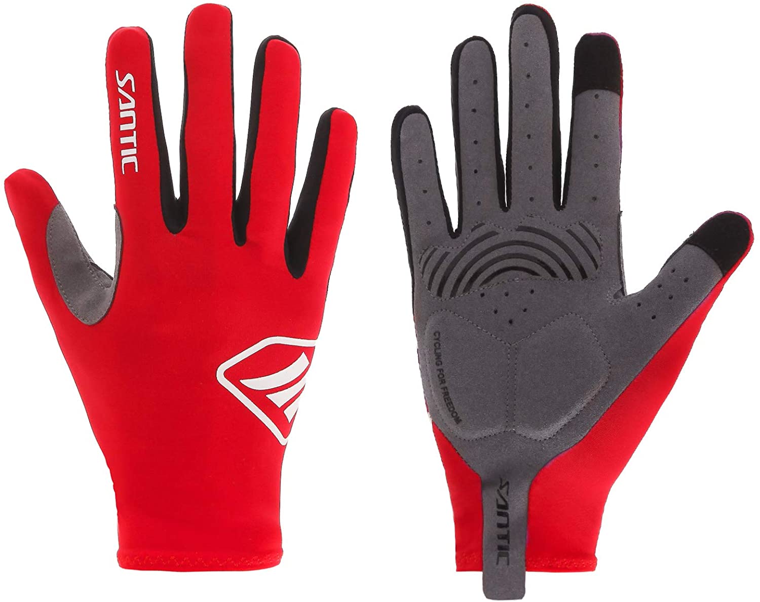 Santic Cycling Bike Full-finger Gloves Winter Outdoor Sports Gloves Black Red 