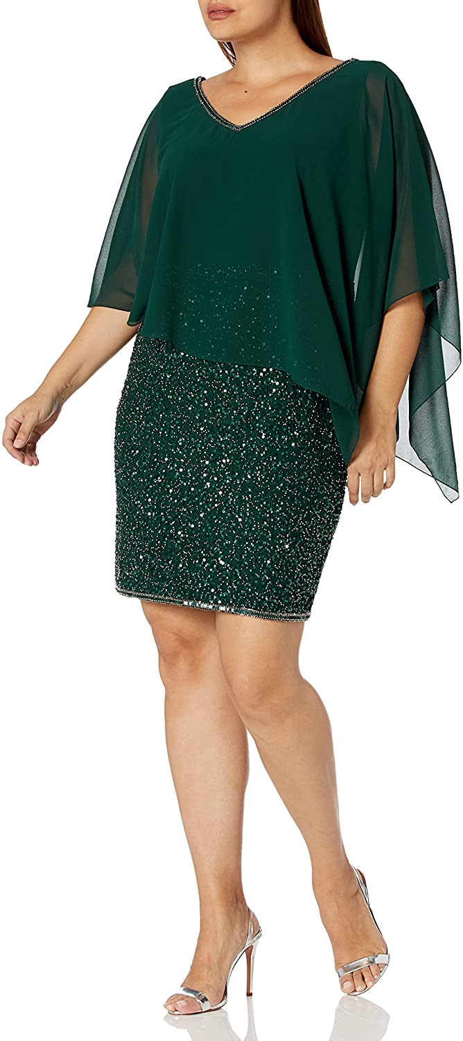 J Kara Womens Plus Size Caplet Short Cocktail Beaded Dress Ebay 