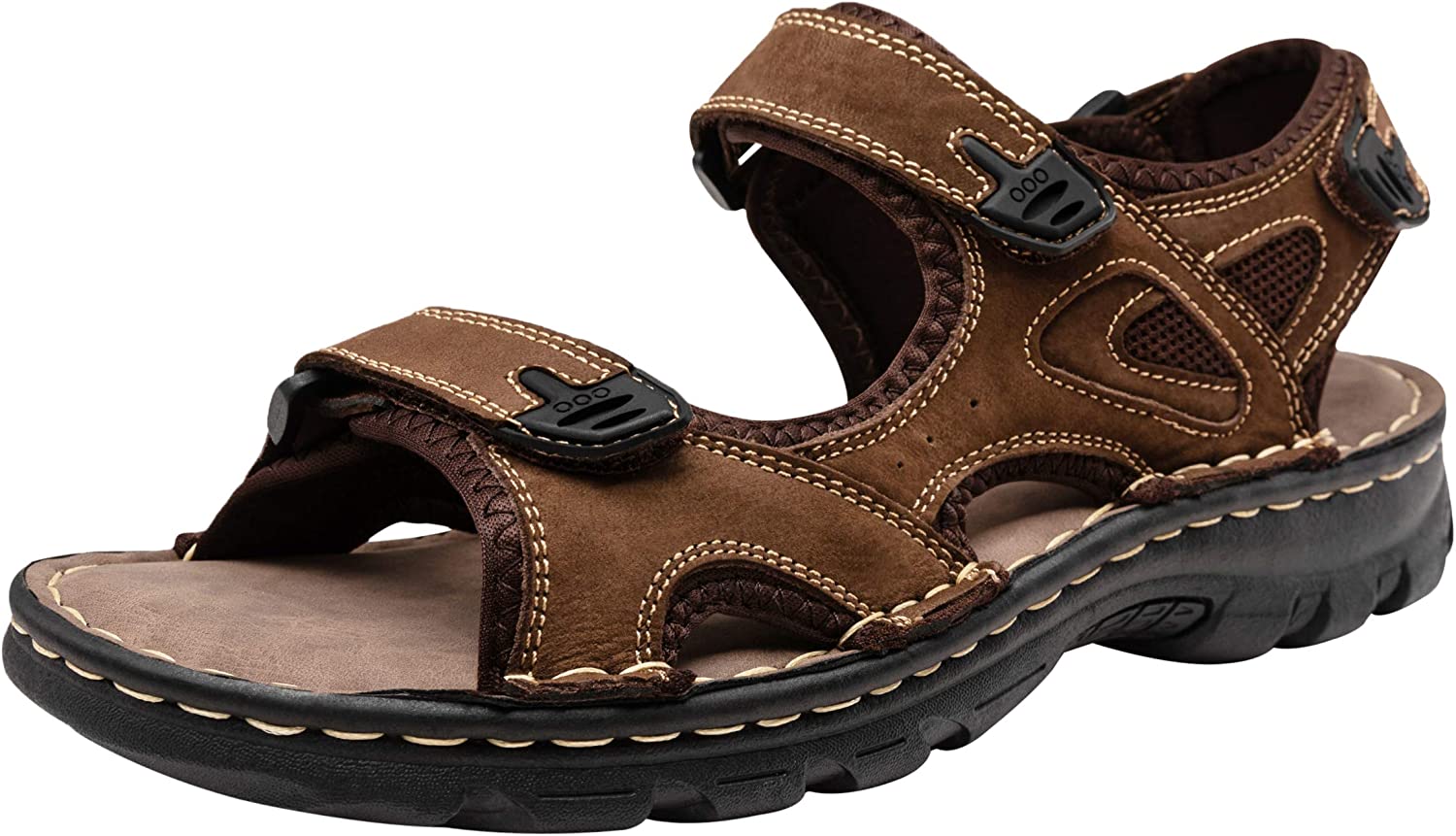 JOUSEN Men's Sandals Leather Open Toe Beach Sandal Outdoor Summer Sport ...