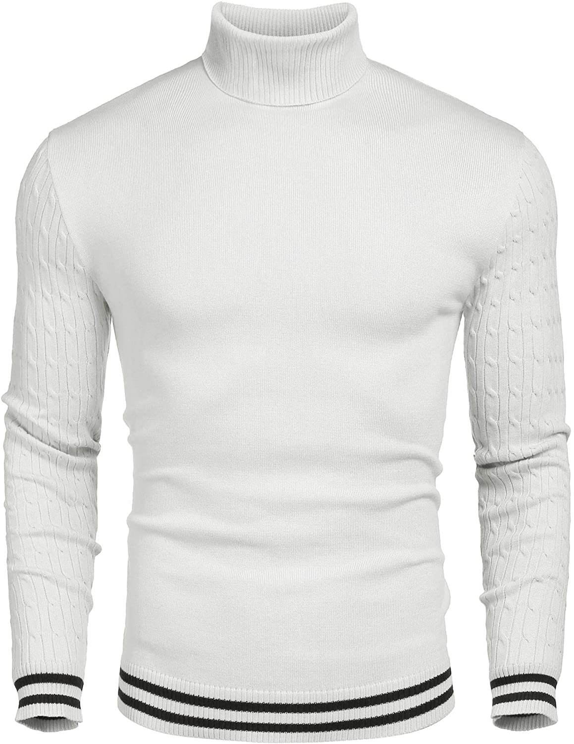 COOFANDY Men Knitted Turtleneck Sweater Slim Fit Thermal Ribbed Sweater Pullover 
