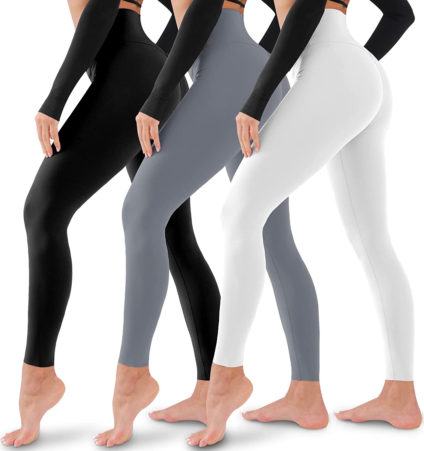3 Pack Leggings for Women-No See-Through High Waisted Tummy