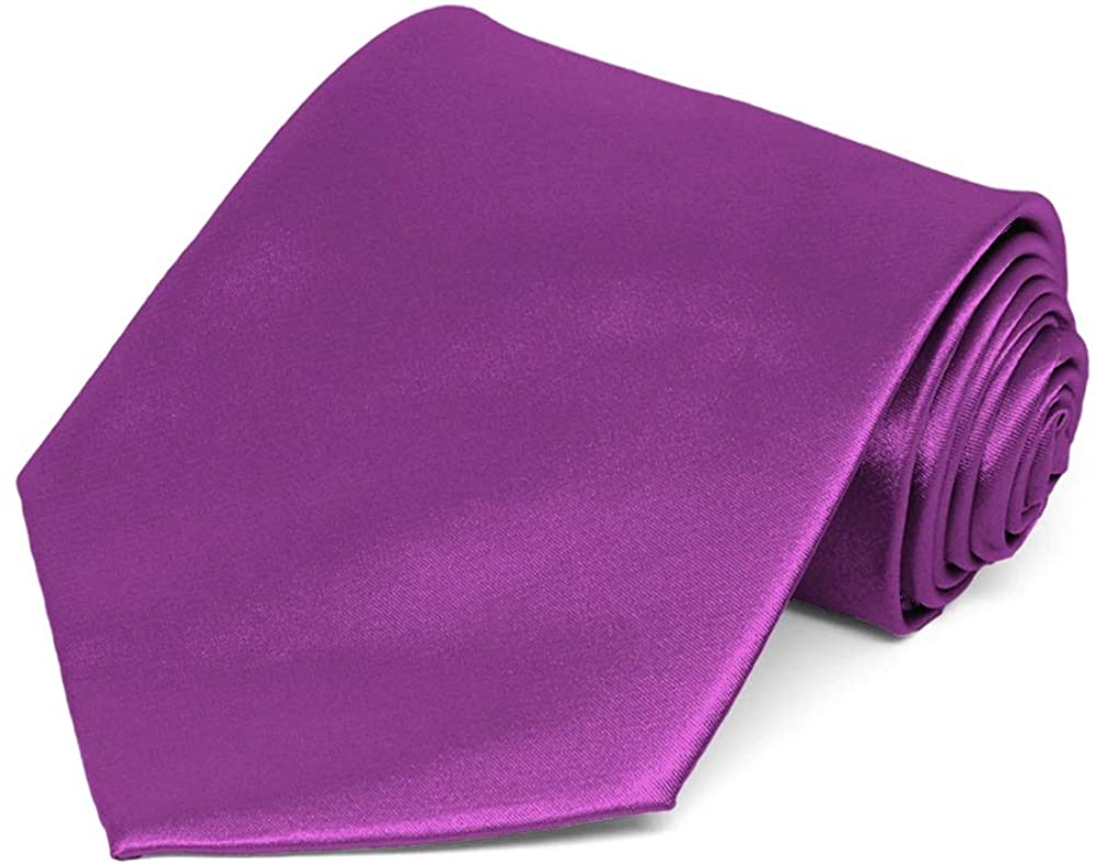 TieMart Men's Solid Color Necktie Standard Length 