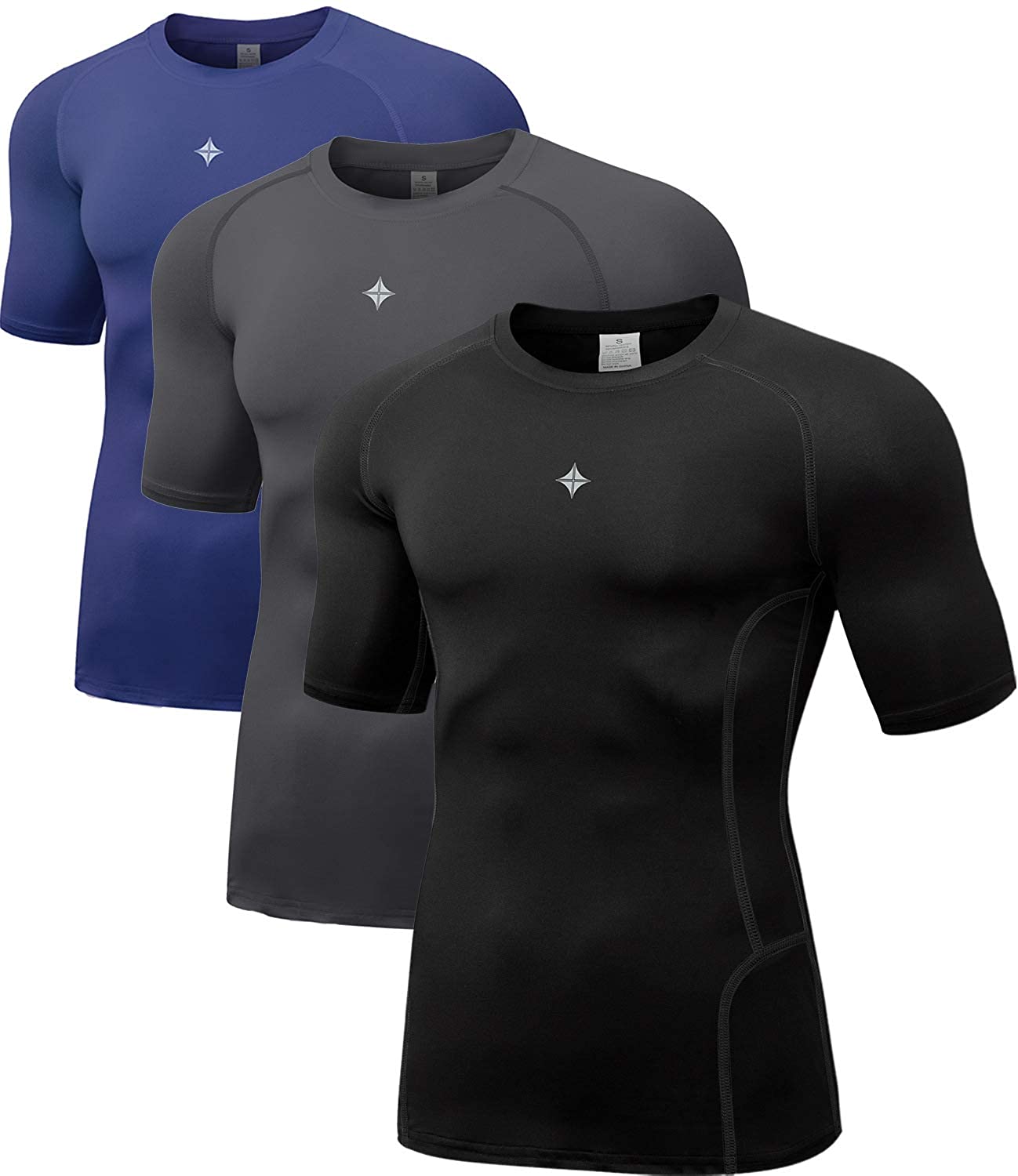 Milin Naco Compression Shirts for Men Short Sleeve Compression T Shirts  Mens Compression Undershirts UPF 50+ Rash Guard