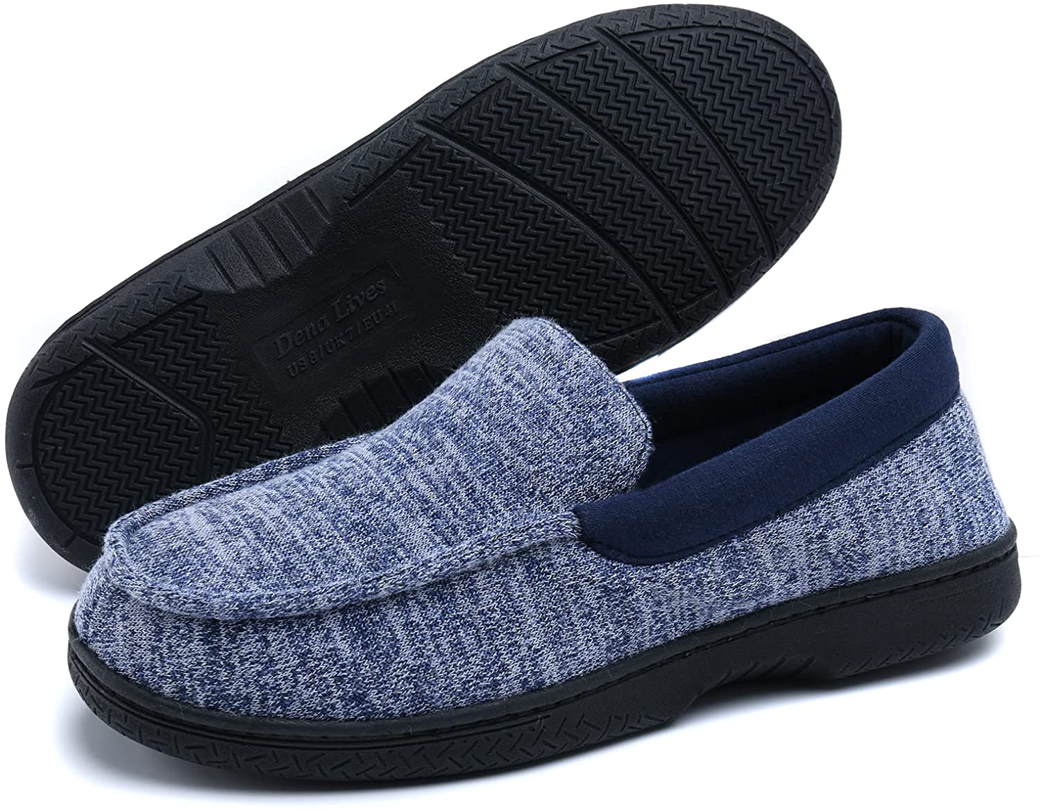 LongBay Men's Cozy Moccasin Slippers Loafer House Shoes with Memory Foam and Rubber Sole for Indoor Outdoor 