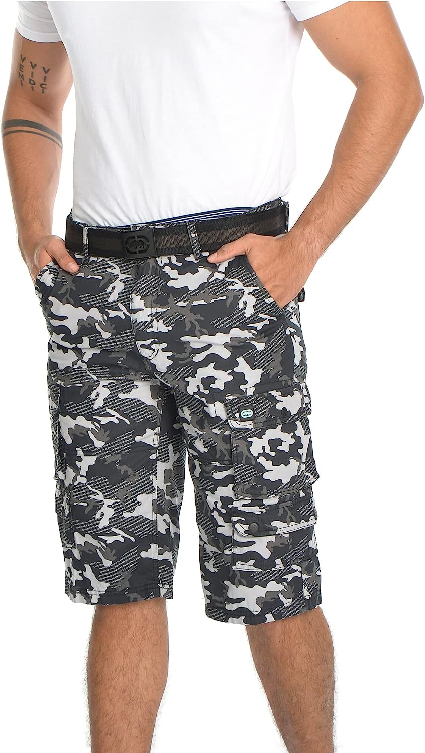 Ecko Cargo Shorts for Men – Twill Camo Mens Cargo Shorts with Belt Big and  Tall