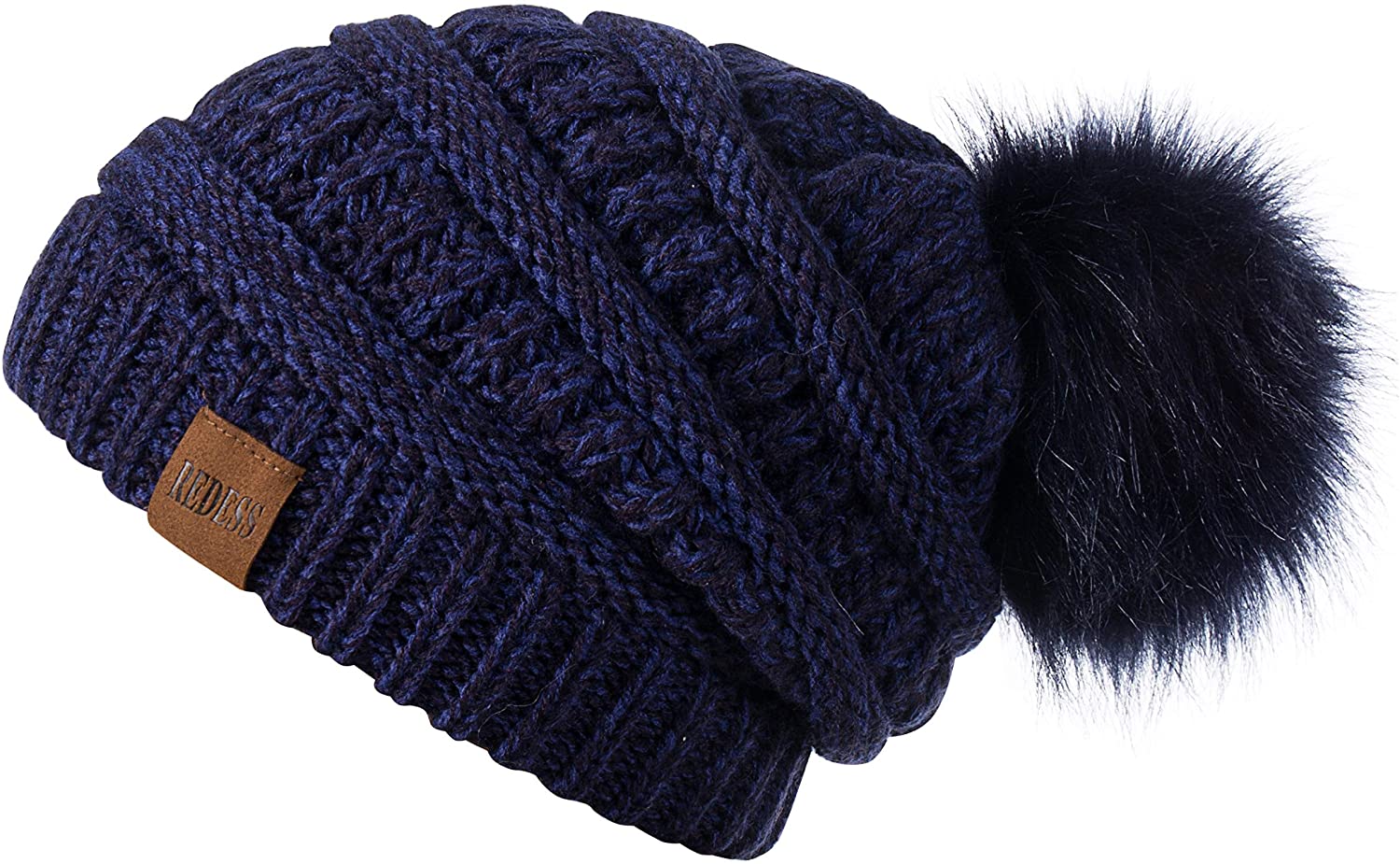 REDESS Women Winter Pom Pom Beanie Hat with Warm Fleece Lined