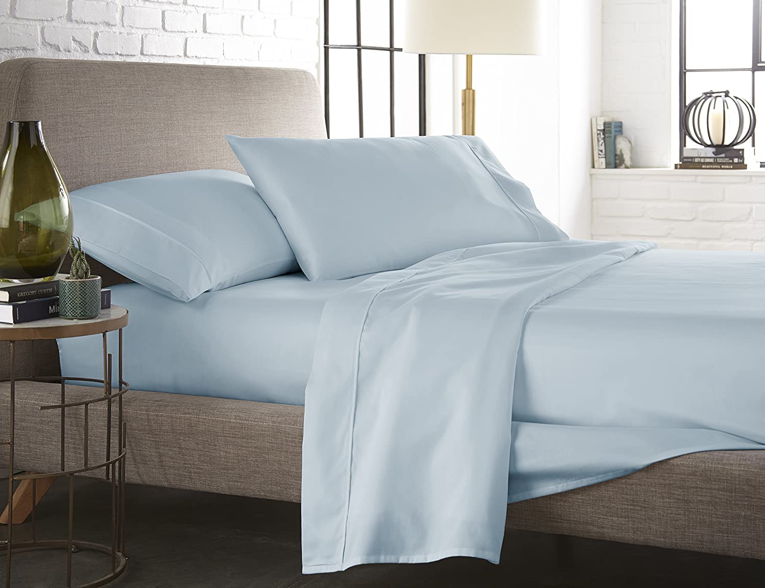 100% Cotton Sateen 400 Thread Count Top_Linens 4-Piece Bed Sheet Set 