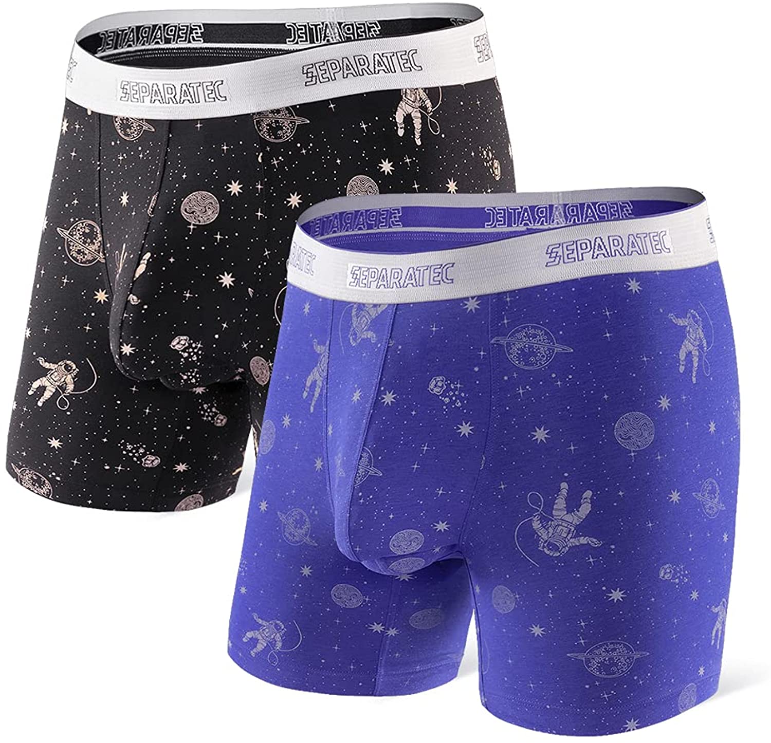 Separatec Men's Dual Pouch Underwear Comfort Flex Fit Premium Cotton Modal  Blend Boxer Briefs 2 Pack