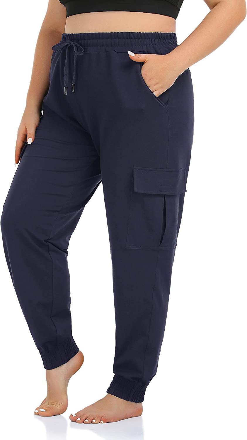 ZERDOCEAN Women's Plus Size Cargo Sweatpants Active Workout Casual Sweat  Pants J