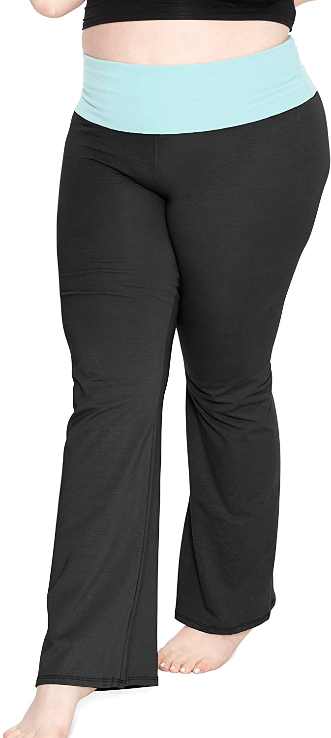 Stretch Is Comfort Womens Foldover Plus Size Yoga Pants All Navy Blue 4X
