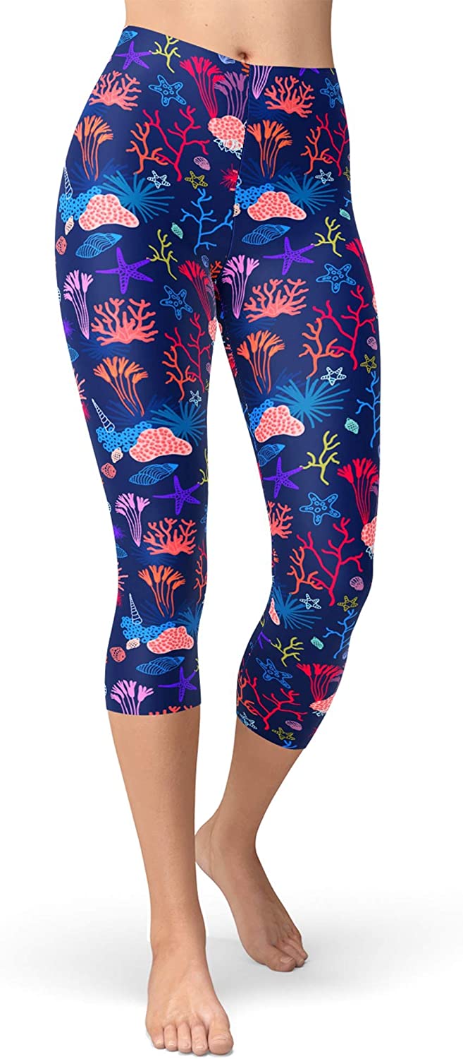 sissycos Women's Under The Sea Capri Leggings Printed Buttery Soft