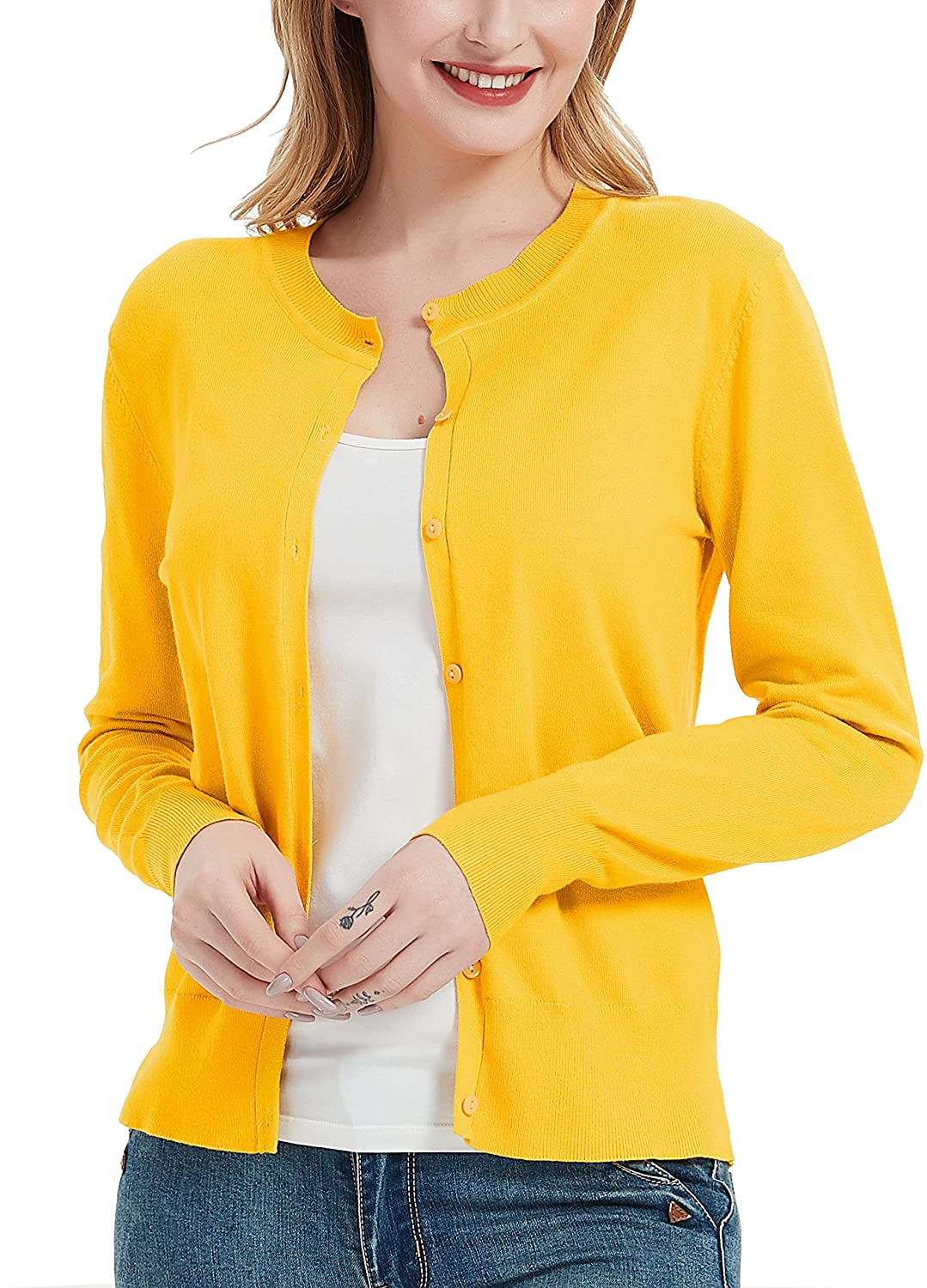 Ladies yellow shop cardigan sweater