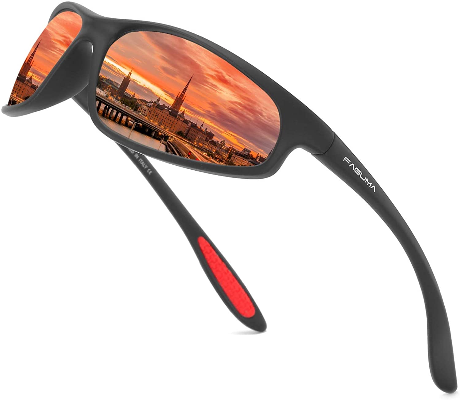 FAGUMA Polarized Sports Sunglasses for Men Cycling Driving Fishing 100% UV Protection