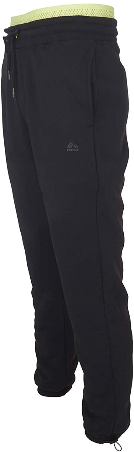 $78 RBX Active Fleece Lined Jogger Pants Black Fade Resistant Wicking Men's  XL