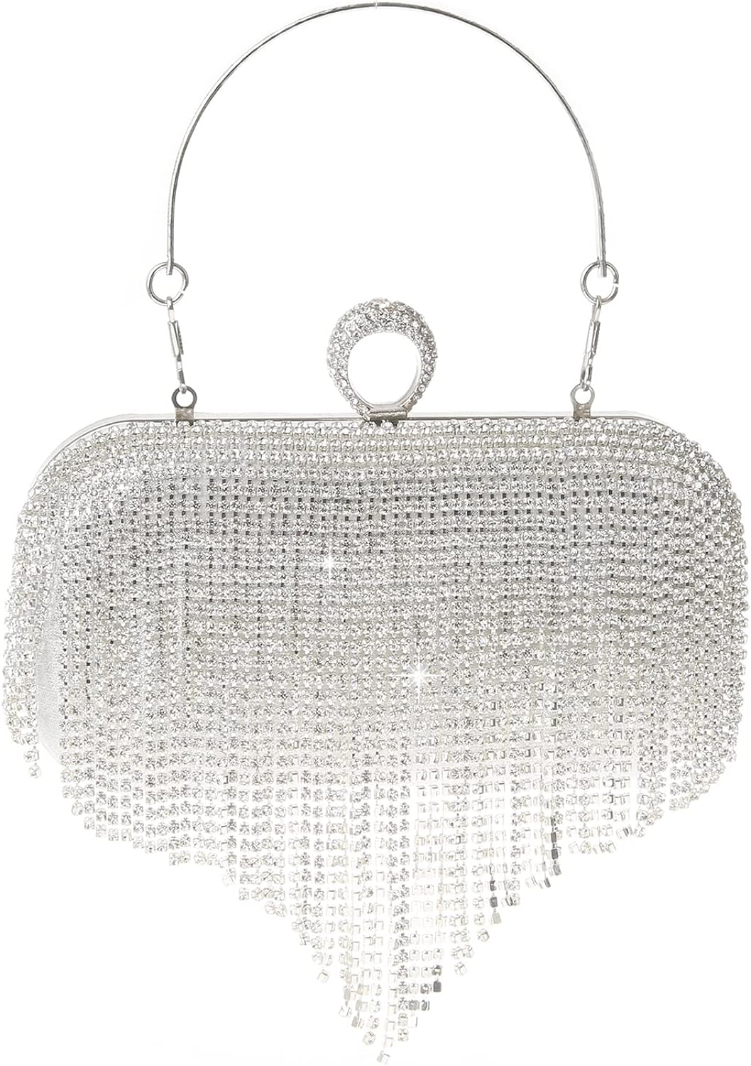 GUOZI Womens Round Ball Bag Crystal Evening Clutch Purse with Tassel,  Glitter Rh