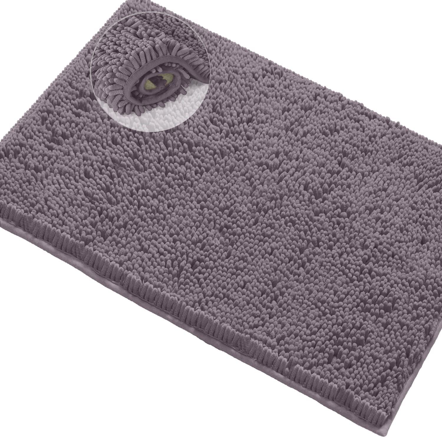 LuxUrux Bathroom Rugs Luxury Chenille 2-Piece Bath Mat Set, Mustard