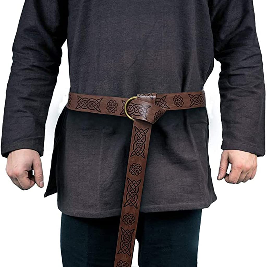 Medieval Viking Belt for Men Renaissance Knight Belt Embossed PU