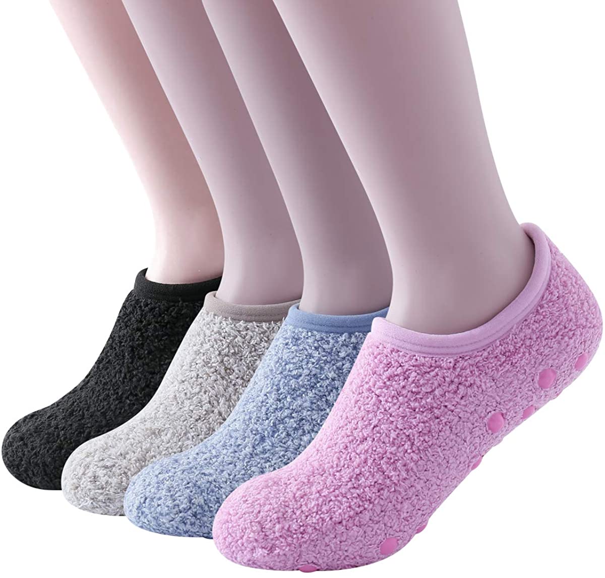 RJM Ladies Non Slip Slipper Socks with Grips 