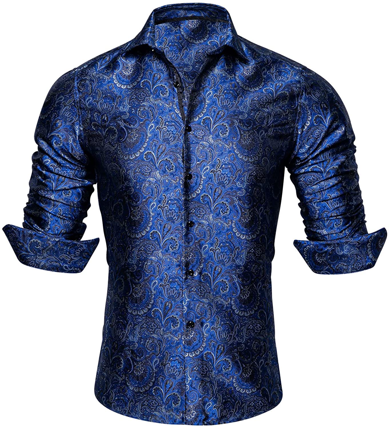 Blue Floral Mens Long Sleeve Luxurious Silk Dress Shirts [FC032] - $189.00  : FreedomSilk, Best Silk Pillowcases, Silk Sheets, Silk Pajamas For Women,  Silk Nightgowns Online Store