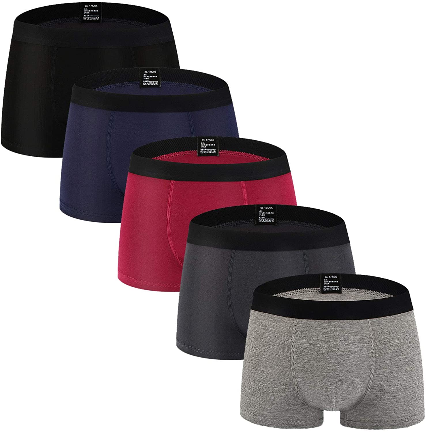 Youlehe Men's Underwear Soft Bamboo Boxer Briefs Stretch Trunks Pack | eBay