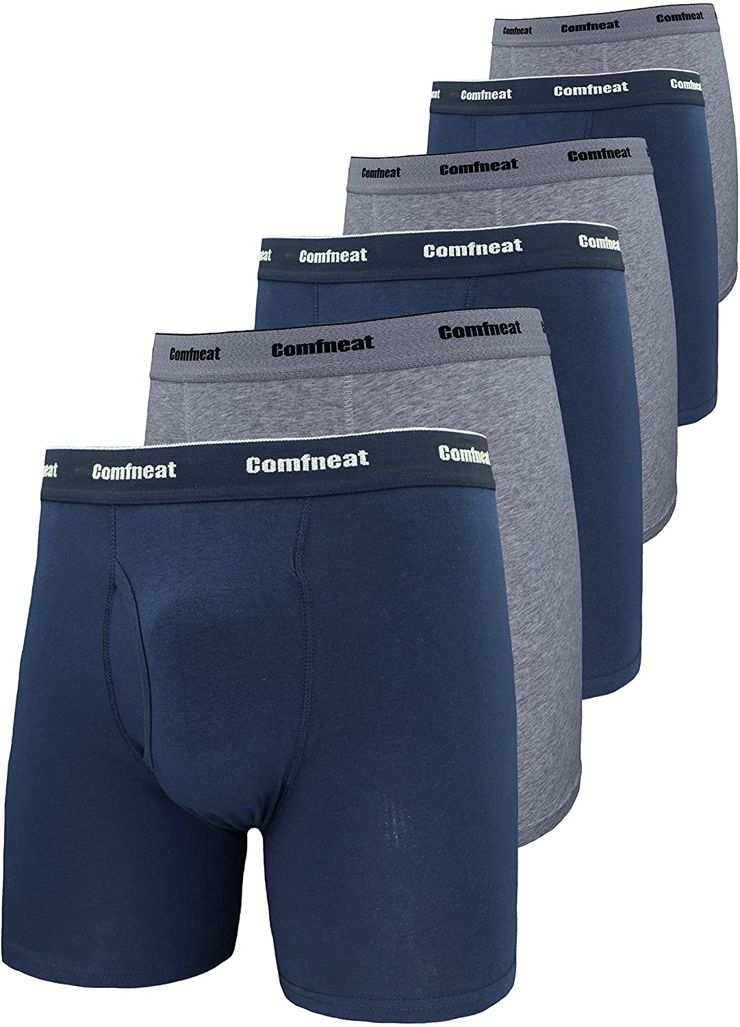 Comfneat Men's 5-Pack Boxer Briefs Super Stretchy Underwear Cotton Spandex  Tag Free (Dark Grey Pack-5, S)