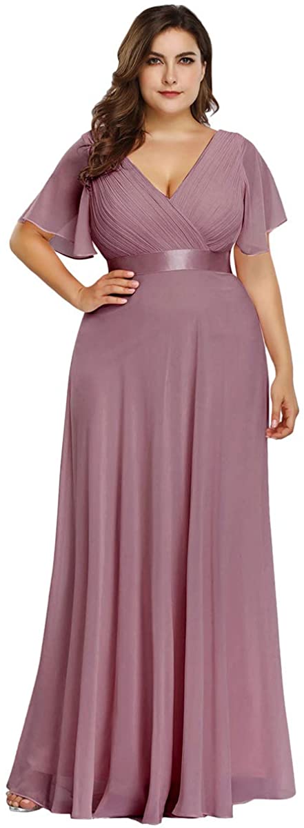 Ever-Pretty Women Evening Gowns Double V-neck Cocktail Party Dress Plus Size