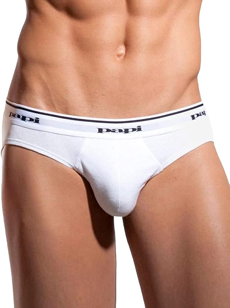 Papi Men's Cotton Low Rise Brief Pack of 3 Underwear, White, Large at   Men's Clothing store: Briefs Underwear