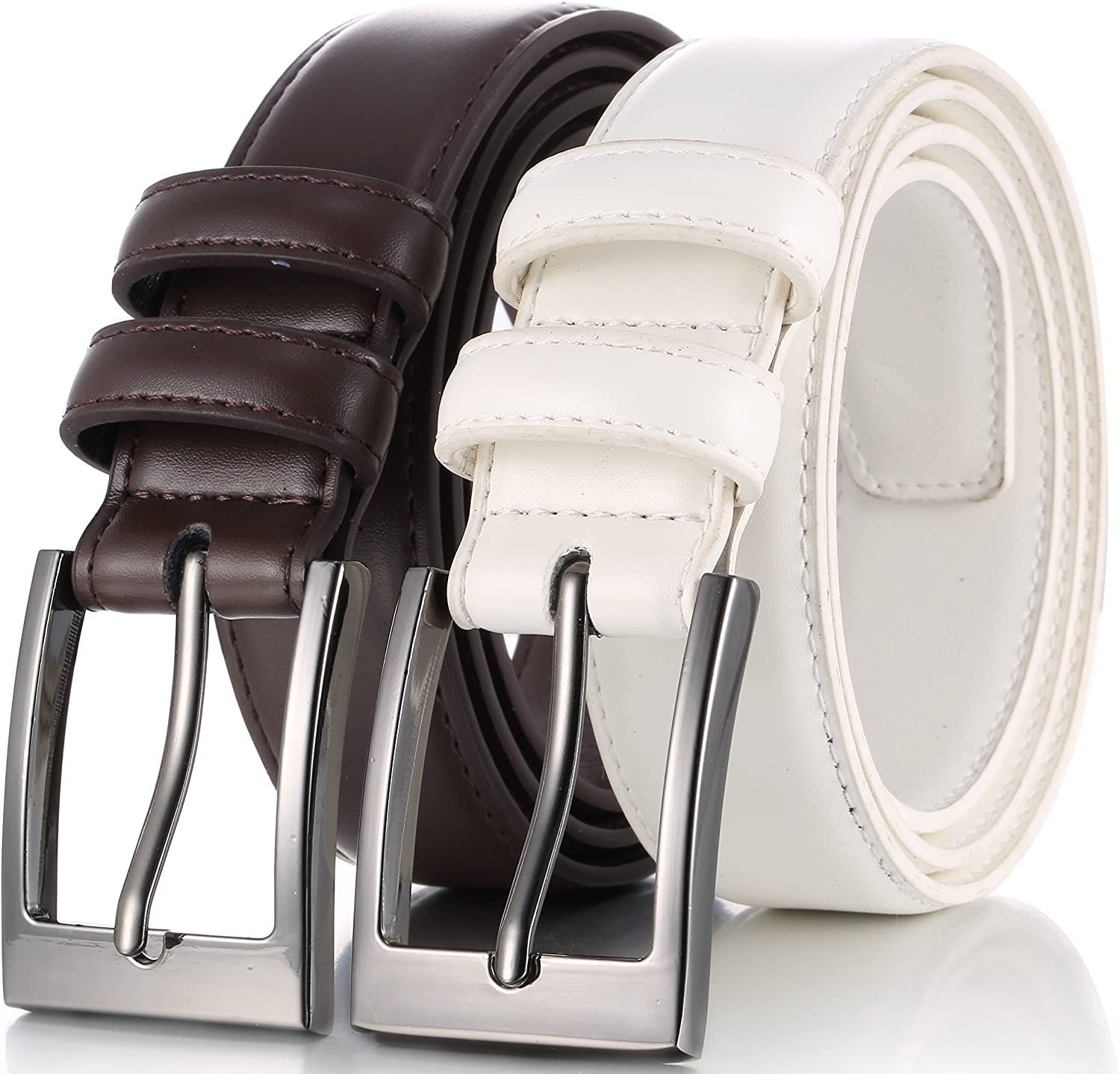 Marino’s Men Genuine Leather Dress Belt with Single Prong Buckle 