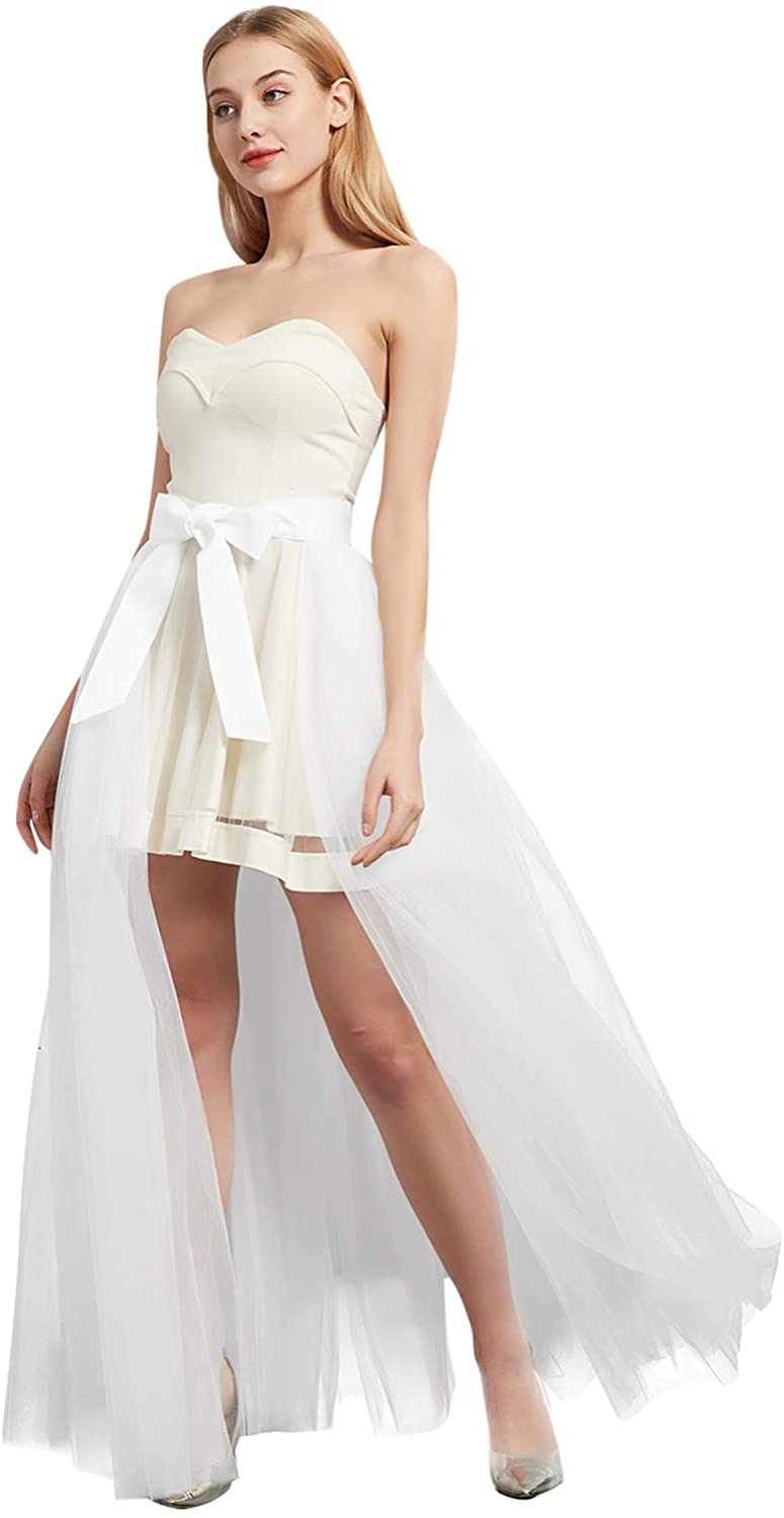 Women Detachable Train Overskirt Long Bridal Tulle Maxi Skirt for Wedding Party Bridal 